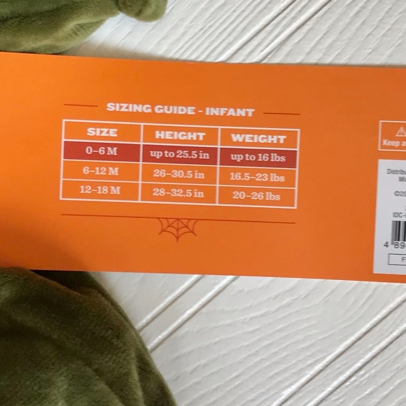 NWT Hyde & Eek Avocado Plush Hooded Pullover Halloween Costume Size 0 /6 months. - Picture 5 of 5